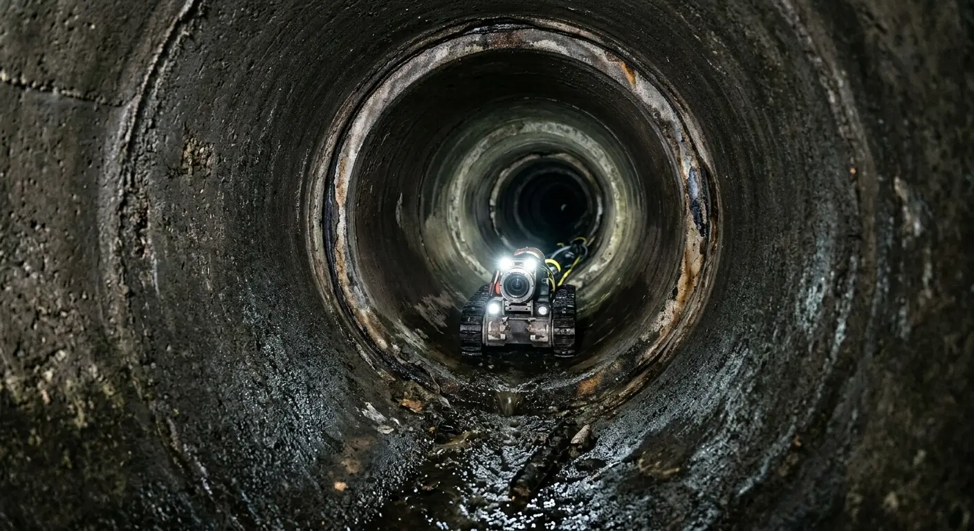 Robotic sewer camera inspecting pipe interior for Drain Snake Service in Bondurant